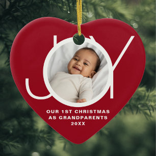Unsere ersten Weihnachten als Großeltern Foto rot Keramik Ornament