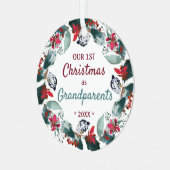 Unsere ersten Weihnachten als Großeltern Foto Wrea Ornament Aus Metall (Vorderseite links)