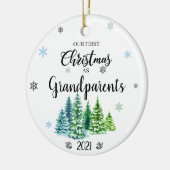Unsere ersten Weihnachten als Großeltern Keramik O Ornament (Links)