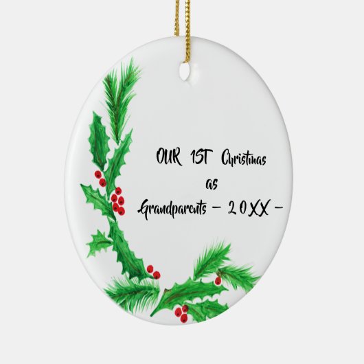 Unsere ersten Weihnachten als Großeltern Keramik Ornament (Rechts)