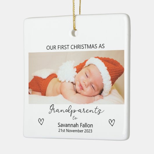 Unsere ersten Weihnachten als Großeltern Keramikornament (Links)