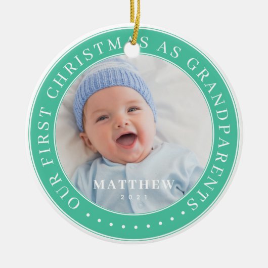 Unsere ersten Weihnachten als Großeltern modern ei Keramik Ornament (Vorne)