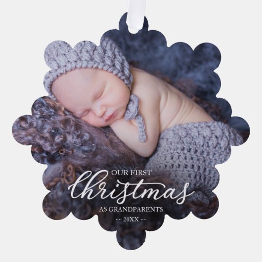 Unsere ersten Weihnachten als Großeltern Ornament Karte (Vorderseite)