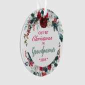 Unsere ersten Weihnachten als Großeltern Rose Wrea Ornament (Vorderseite)