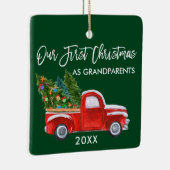 Unsere ersten Weihnachten als Großeltern Truck Gre Keramikornament (Rechts)
