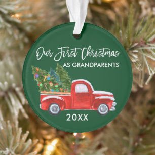 Unsere ersten Weihnachten als Großeltern Truck Gre Ornament