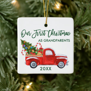 Unsere ersten Weihnachten als Großeltern Truck Tre Keramikornament