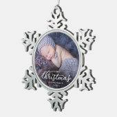 Unsere ersten Weihnachten als Großeltern weiße Sch Schneeflocken Zinn-Ornament (Rechts)