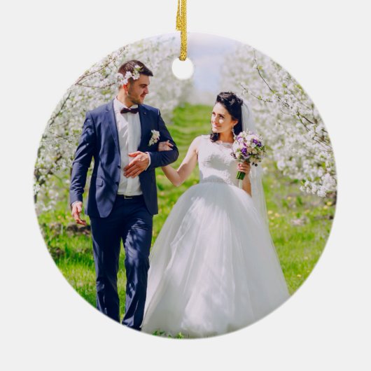 Unsere ersten Weihnachten als Herr. & Frau 2 Foto Keramik Ornament (Hinten)