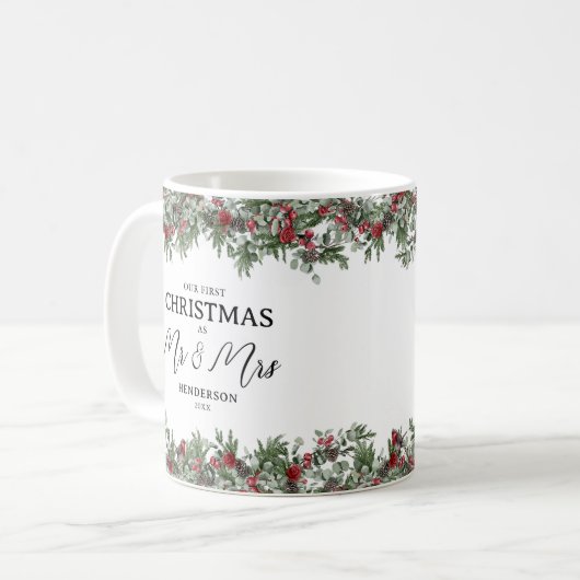 Unsere ersten Weihnachten als Herr & Frau Keepake Kaffeetasse (Vorderseite Links)