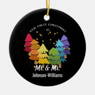 Unsere ersten Weihnachten als Herr. Herr Rainbow T Keramik Ornament