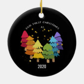 Unsere ersten Weihnachten als Herr. & Mr. Rainbow  Keramik Ornament (Hinten)