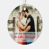 Unsere ersten Weihnachten als Herr. & Mrs. Add Two Keramik Ornament (Links)