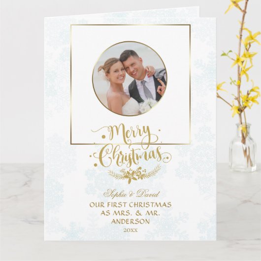 Unsere ersten Weihnachten als Herr. & Mrs. Custom Karte (Gelbe Blume)