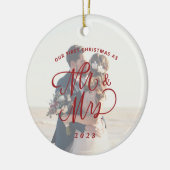 Unsere ersten Weihnachten als Herr. & Mrs. Foto Keramik Ornament (Links)