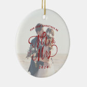 Unsere ersten Weihnachten als Herr. & Mrs. Foto Keramik Ornament (Rechts)