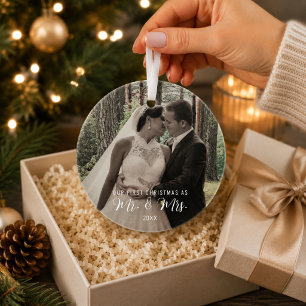 Unsere ersten Weihnachten als Herr. & Mrs. Foto Ornament Aus Glas