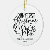 Unsere ersten Weihnachten als Herr. & Mrs. | Hochz Keramik Ornament (Links)