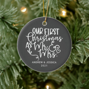 Unsere ersten Weihnachten als Herr. & Mrs. Hochz Keramik Ornament