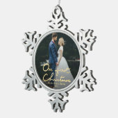 Unsere ersten Weihnachten als Herr. & Mrs. | Keepa Schneeflocken Zinn-Ornament (Rechts)