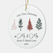 Unsere ersten Weihnachten als Herr. & Mrs. Keepake Keramik Ornament (Links)