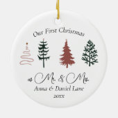 Unsere ersten Weihnachten als Herr. & Mrs. Keepake Keramik Ornament (Hinten)