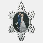 Unsere ersten Weihnachten als Herr. & Mrs. Keepake Schneeflocken Zinn-Ornament (Rechts)