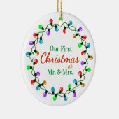Unsere ersten Weihnachten als Herr. & Mrs. Lights Keramik Ornament (Rechts)