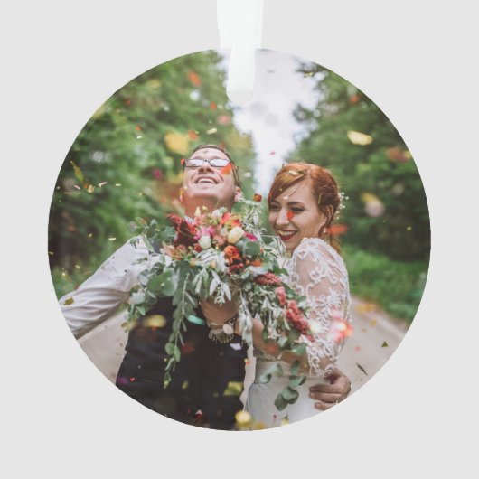 Unsere ersten Weihnachten als Herr. & Mrs. mit Fot Ornament (Rückseite)