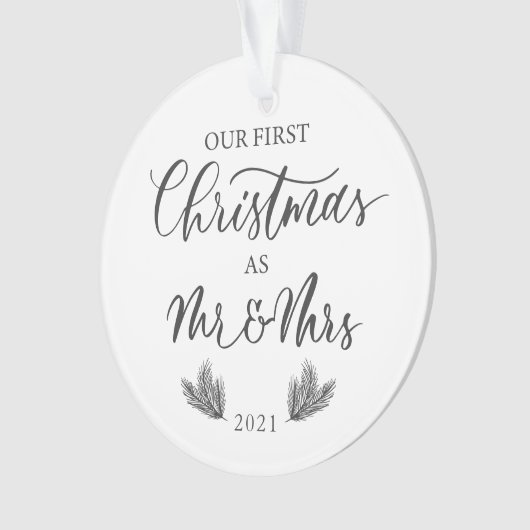 Unsere ersten Weihnachten als Herr. & Mrs. mit Fot Ornament (Vorderseite)