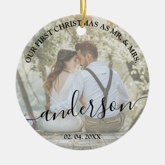 Unsere ersten Weihnachten als Herr. & Mrs. wedding Keramik Ornament (Vorne)