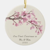 Unsere ersten Weihnachten als Herr und Frau Cherry Keramik Ornament (Vorne)