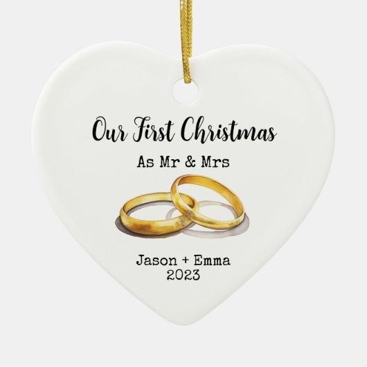 Unsere ersten Weihnachten als Herr und Frau für si Keramik Ornament (Vorne)