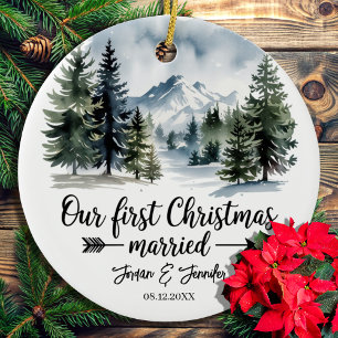 Unsere ersten Weihnachten als Herr und Frau Gift,  Keramik Ornament