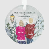 Unsere ersten Weihnachten als Herr und Frau Holida Ornament (Rückseite)
