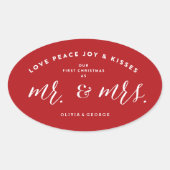 Unsere ersten Weihnachten als Herr und Frau Holida Ovaler Aufkleber (Vorderseite)