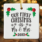 Unsere ersten Weihnachten als Herr und Frau Newlyw Keramikornament