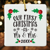 Unsere ersten Weihnachten als Herr und Frau Newlyw Keramikornament