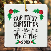 Unsere ersten Weihnachten als Herr und Frau Newlyw Keramikornament