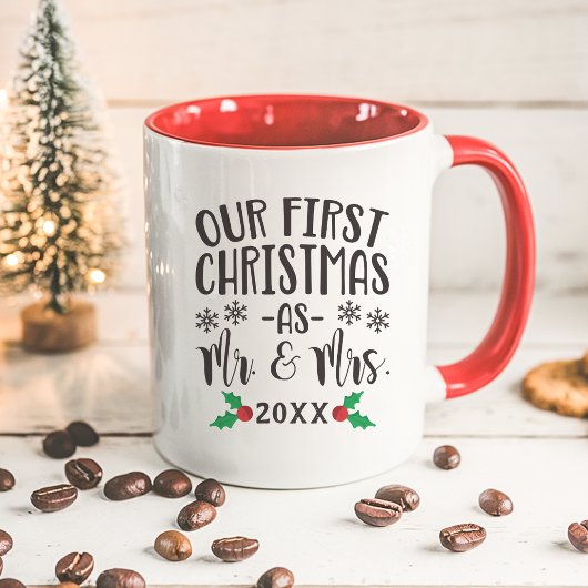 Unsere ersten Weihnachten als Herr und Frau Newlyw Tasse