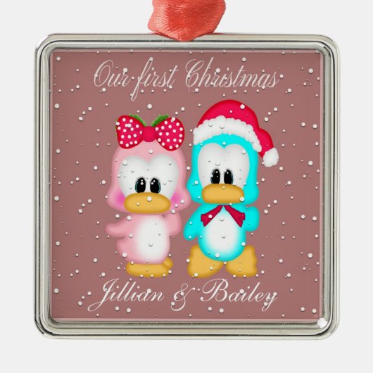 Unsere ersten Weihnachten als Herr und Frau Orname Ornament Aus Metall (Vorne)