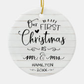 Unsere ersten Weihnachten als Herr und Frau Rustic Keramik Ornament (Vorne)