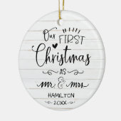 Unsere ersten Weihnachten als Herr und Frau Rustic Keramik Ornament (Links)