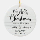 Unsere ersten Weihnachten als Herr und Frau Rustic Keramik Ornament (Hinten)