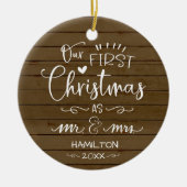 Unsere ersten Weihnachten als Herr und Frau Rustic Keramik Ornament (Vorne)