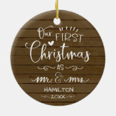 Unsere ersten Weihnachten als Herr und Frau Rustic Keramik Ornament (Hinten)