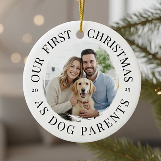 Unsere ersten Weihnachten als Hundeeltern Keramik Ornament