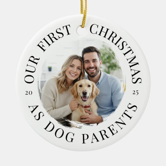 Unsere ersten Weihnachten als Hundeeltern Keramik Ornament (Vorne)