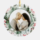 Unsere ersten Weihnachten als Joy Wreath Foto Keramik Ornament (Hinten)
