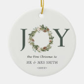 Unsere ersten Weihnachten als Joy Wreath Foto Keramik Ornament (Vorne)
